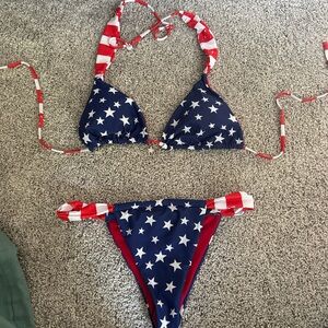 SHEIN Red, White, and Blue Star Bikini